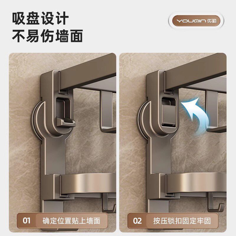 吸盘浴巾架卫生间免打孔壁挂浴巾架厕所浴室毛巾浴巾置物架子