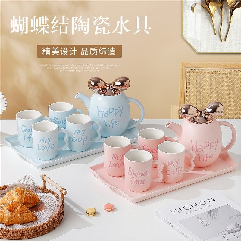 可爱少女心陶瓷水具茶具客厅水杯家用冷水壶杯子套装新婚乔迁礼物
