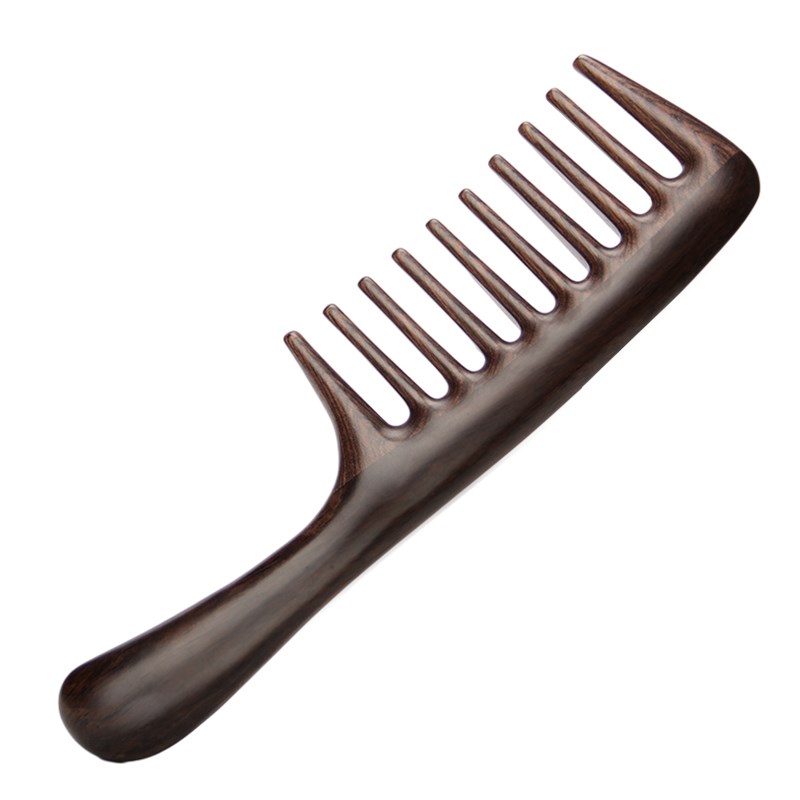 天然黑檀木梳子细中宽齿梳头皮按摩梳男女长发家用卷发送老婆
