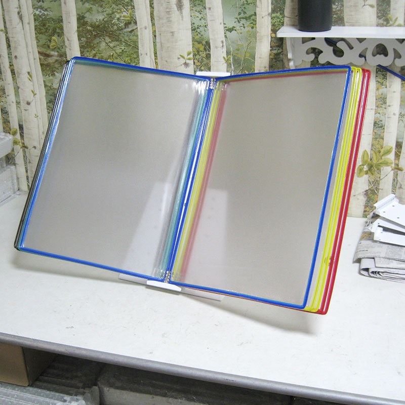 二用A3桌面台式展示架金属夹文件架台式资料架活页翻页文件夹10页