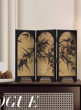中古风墨竹屏风桌面摆件复古客厅电视柜斗柜装饰房间布置家居饰品