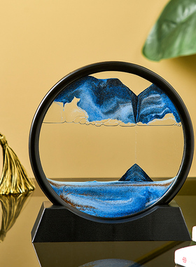 创意解压流沙画沙漏高端摆件液体轻奢客厅办公室桌面家居装饰摆设