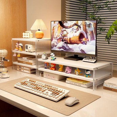 台式工位电脑增高架家用亚克力显示器垫高托架办公桌面收纳置物架