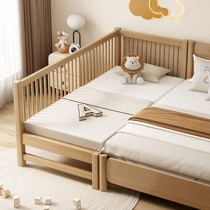 实木儿童拼接床婴儿床拼接大床边床加宽床加高带护栏男女孩单人床