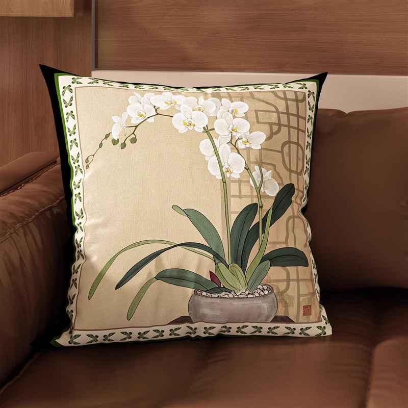 蝴蝶兰抱枕客厅沙发靠垫中古双面靠枕套法式复古床上头枕腰枕新款