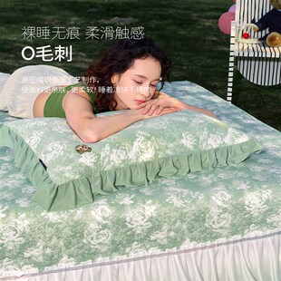 TeenieWeenie莫奈玫瑰冰丝凉席三件套夏天2025新款 花边床裙凉感席