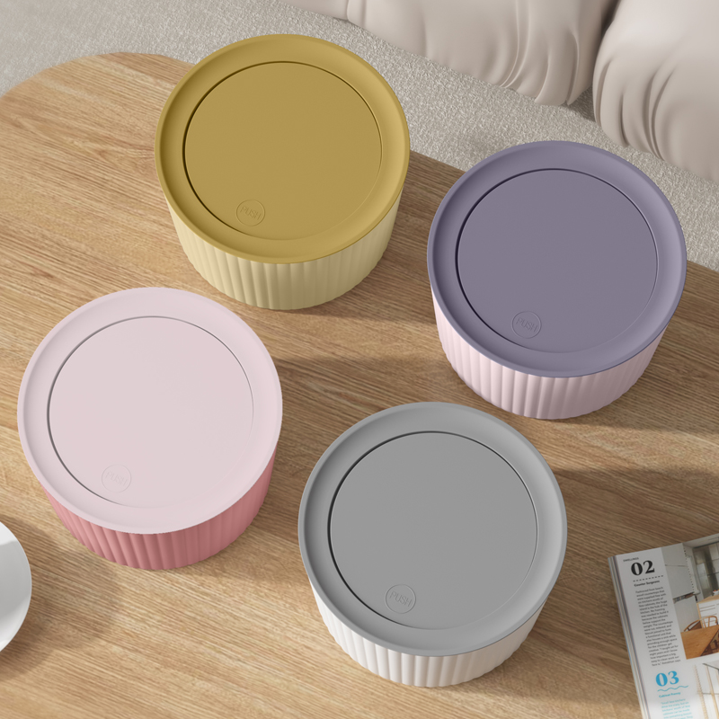 桌面垃圾桶客厅轻奢多功能杂物收纳筒办公桌按压迷你垃圾纸篓小号