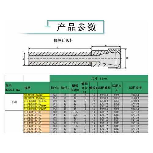 ER32立铣刀杆 数控刀具直柄加长杆机械五金CNC直柄刀柄 ER延长杆