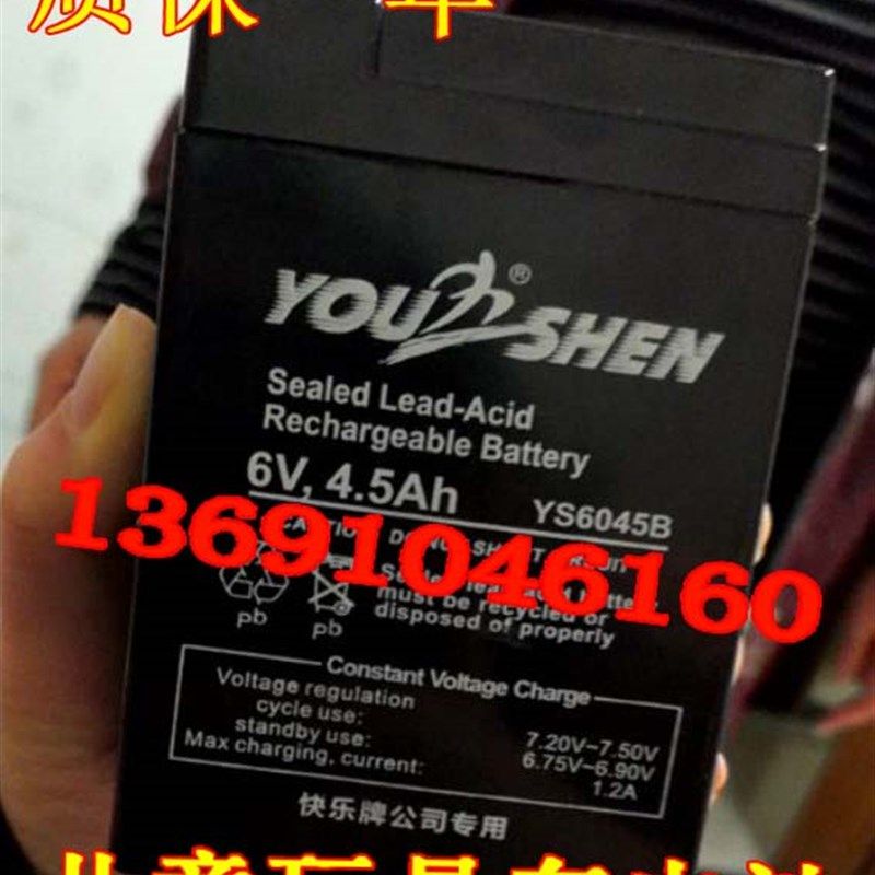 YOU SHEN蓄电池YS6045B 6V4.5AH童车 玩具车 小孩子电动汽车电瓶