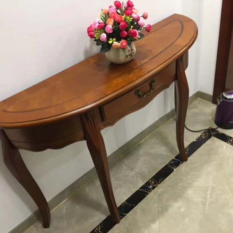 美式玄关桌子半圆玄关桌实木欧式玄关台案简约现代玄关柜靠墙边桌
