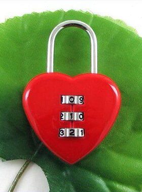 全金属同心锁3位密码锁行李箱小挂锁健身房箱包锁心型迷你密码锁