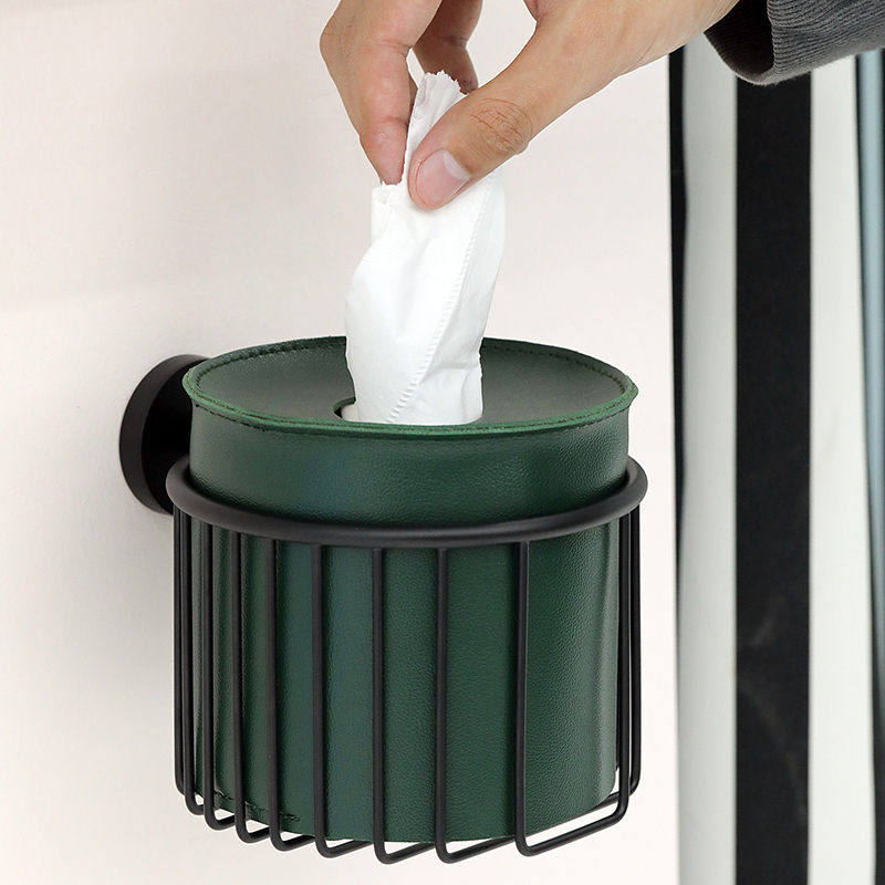 北欧全铜圆筒e形厕所纸巾架免打孔壁挂式卫生间卷纸收纳筒擦手纸