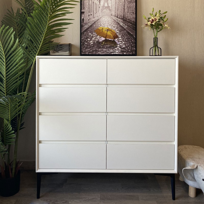 简约北欧实木白色八斗柜现代轻y奢小户型卧室客厅收纳柜储物柜抽