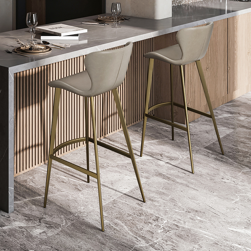 吧台椅白色奶油风高脚凳吧台凳轻A奢家用高级酒吧高脚岛台椅7181