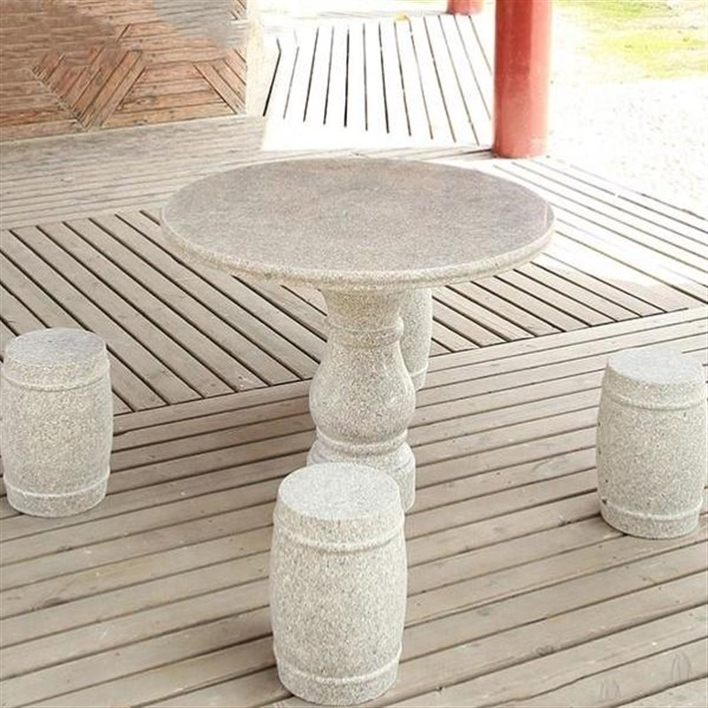 圆桌石凳子庭院大理石桌长条x椅石板椅户外家用公园靠背方凳花岗