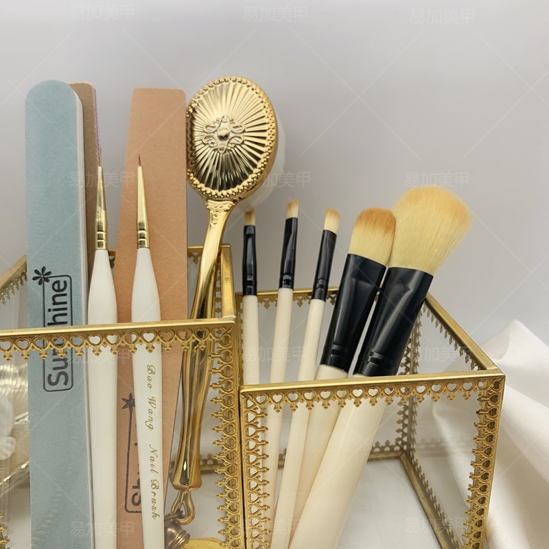 美甲工具收纳盒棉片笔筒笔u刷子轻奢桌面店铺用品网红美甲店日式