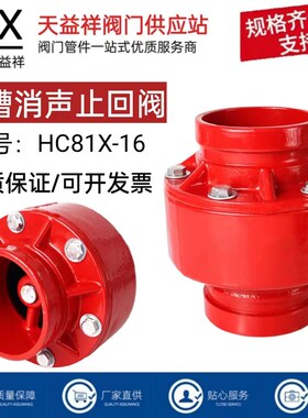 HC81X-16Q沟槽消声止回阀水利消防工程球墨铸铁卡箍式水管逆止阀