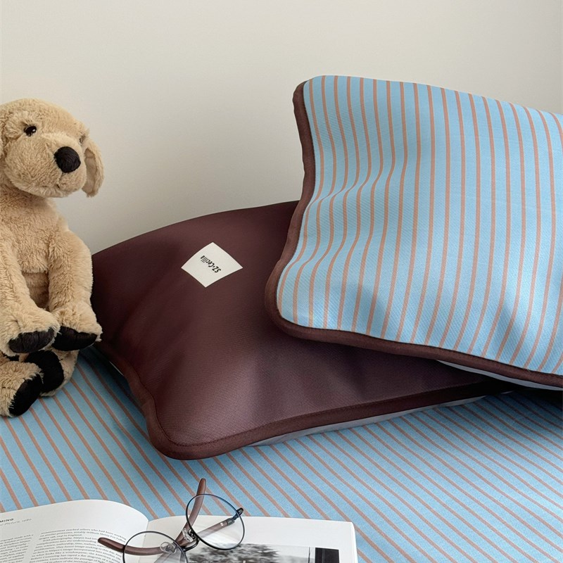 梨梦 薄荷巧克力 冰丝席三件凉感少女心软凉席子夏季可水洗可折叠