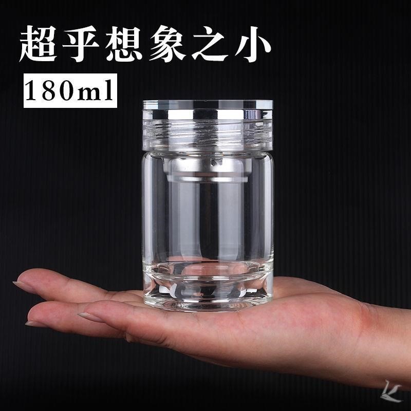 保温口袋玻璃杯玻璃水杯小号x超小迷你单层加厚带过滤网男女士透