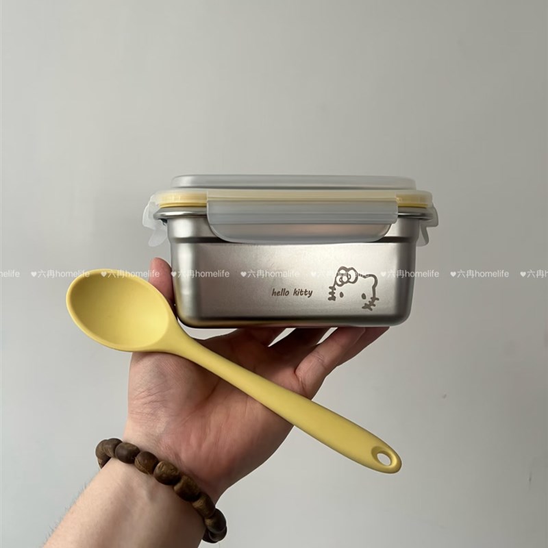 新304钢便当盒!可微波炉上班带饭G小饭盒密封保鲜盒KT水果盒