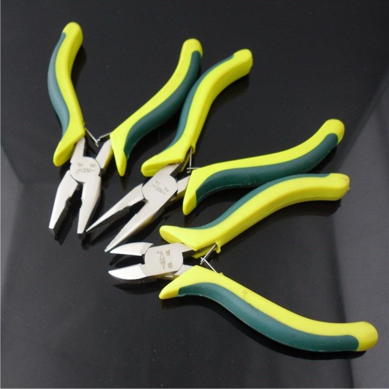 胜达工具 5寸迷你塑柄钢丝钳尖嘴钳斜咀钳 小号老虎钳 尖头钳子