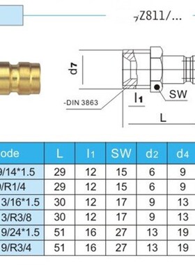 模具水咀HASCO德标 Z811/9 Z811/13 快速接头 德式水咀 带针水嘴