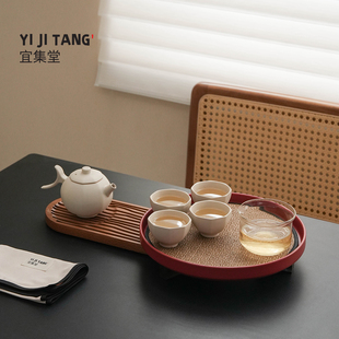 宜集堂中古风撞色功夫茶具套装陶瓷设计师艺术感宋代美学泡茶阳台