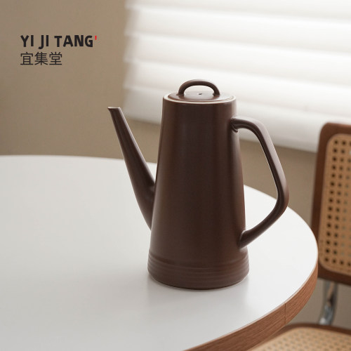 宜集堂轻颂奶油风茶壶陶瓷大容量单壶家用凉水冷水壶大号巧克力色