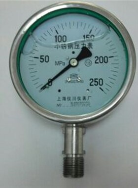 高压压力表 耐震不锈钢压力表 yn-100bf 0~250mpa 直径100mm