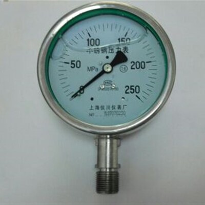 高压压力表 耐震不锈钢压力表 yn-100bf 0~250mpa 直径100mm