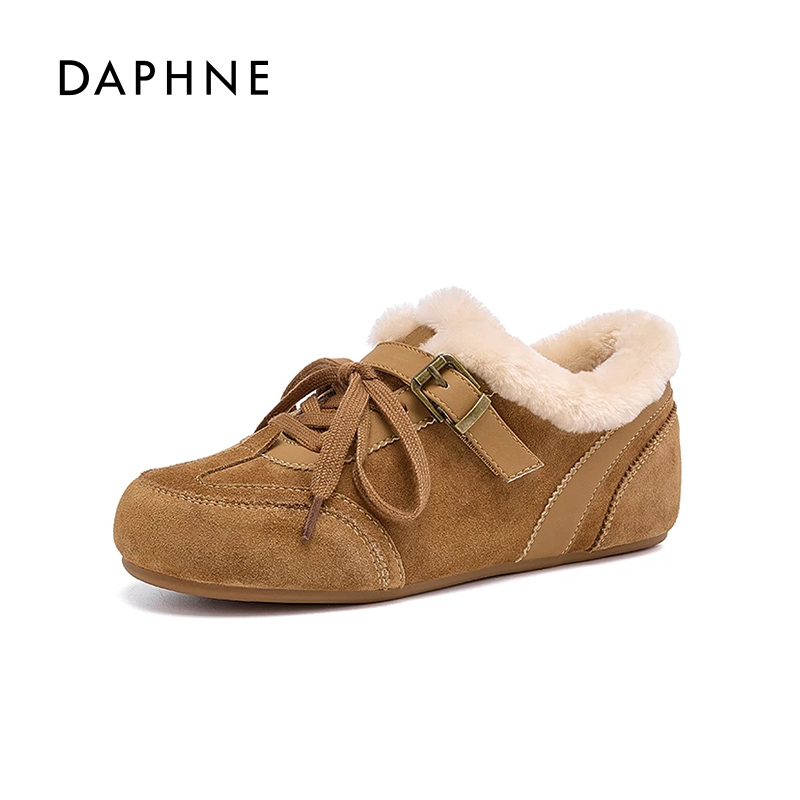 达芙妮复古加绒阿甘德训鞋女2025新款冬季保暖系带内增高休闲女鞋