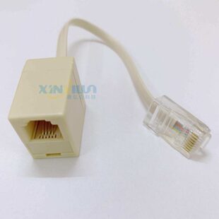 RJ45转RJ11 网络线转电话线 8P转6P4C 电话转接头4芯转换头米黄色