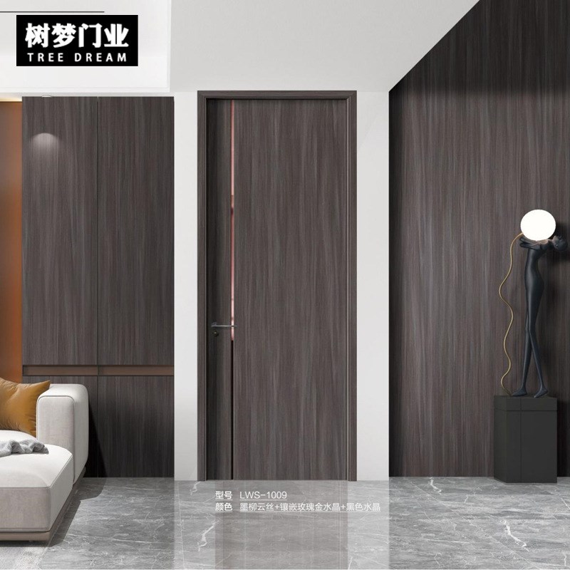 轻奢实木复合门室内门碳晶v木门生态门免漆整套房间卧室门酒店