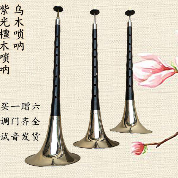 乌木红木唢呐乐器全套初学者入门专业红白喜事海笛D降B调纯铜喇叭
