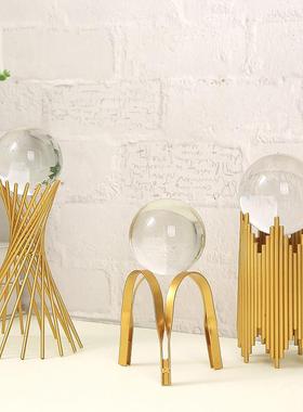 北欧风轻奢创意水晶球装饰品摆件家居客厅透明玻璃球新房艺术摆设