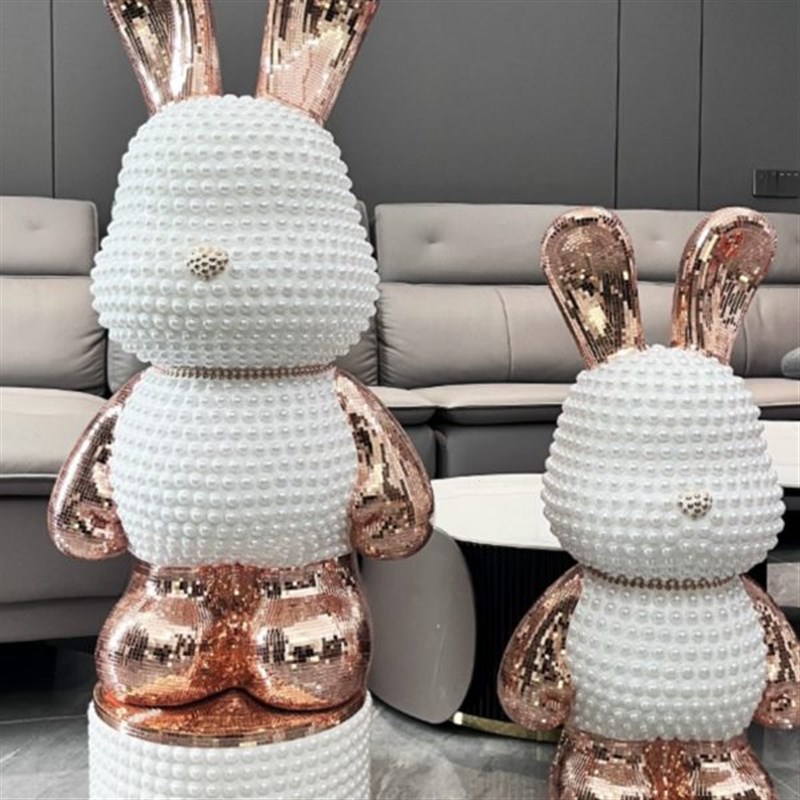 创意兔子大型落地摆件高档轻奢家居客厅沙发电视柜装W饰品开业礼