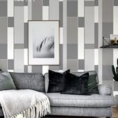 现代简约无纺布北欧几何格子条纹墙纸时尚 客厅卧室背景墙壁纸家用