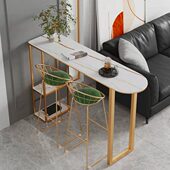 北欧弧形家用大理石吧台桌岩板餐桌靠墙客厅圆形酒吧高脚桌隔断柜