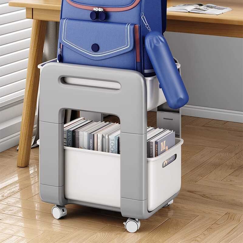 优勤书包置物架可移动小推车书本B收纳架神器家用放书包桌下滑轮