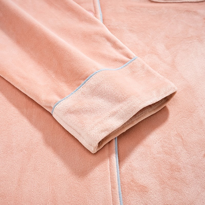 海岛绒睡衣d女士秋冬季薄款珊瑚绒中年妈妈家居服春秋大码保暖套