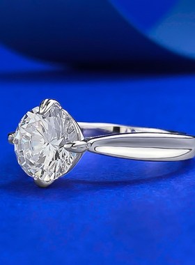 珠宝 新款S92m5银经典圆形白钻8.0mm戒指环欧美ins跨境热销款