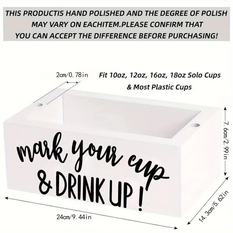 跨境木制杯子收纳盒咖啡店纸杯储物架G带笔架桌面吧台收纳木盒杯