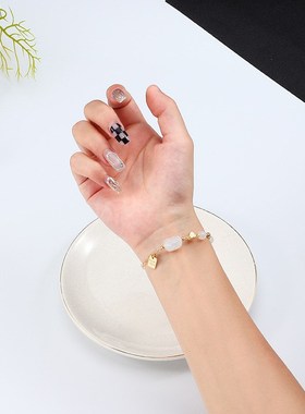 天然水晶手链女ins小众14AK金蓝月光手串貔貅爱心手链现货