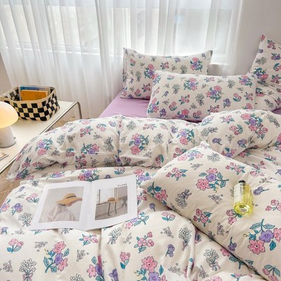 A类全棉双层纱四件套纯棉卡通男孩B三件套学生宿舍被套女孩小清新