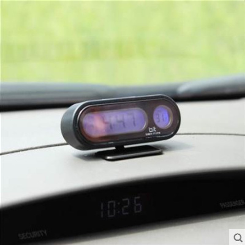 车载电子钟温度计 K02夜光温度计 蓝LED温度P计时间表跨境汽车用