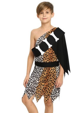 野人服儿童节目衣服舞会男女印第安土著I人服装儿童野人舞台演出