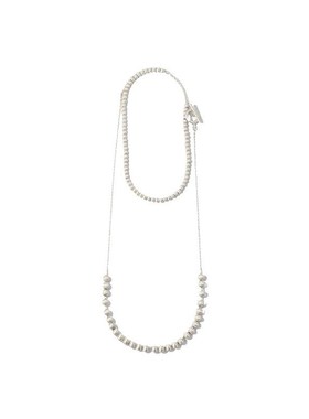 秋冬时尚复古拉丝铜球拼接项链高级感G轻奢长款叠戴简约小众毛衣