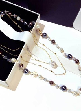 欧美时尚珍珠项链百搭长款项z链项饰品女毛衣链多层风格项链