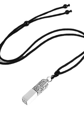 印章吊坠男士潮款个性复古饕餮项链配饰品可刻字挂坠W创意国风饰