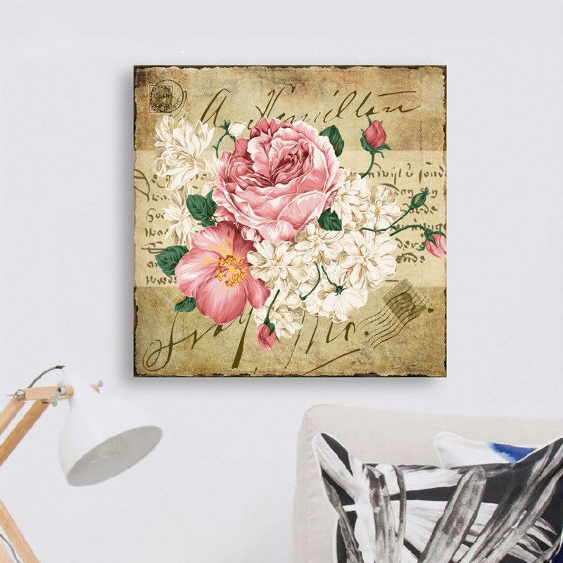 玫瑰花卉欧式客厅装饰画正方形玄关挂画画芯现代简S约餐厅墙壁画4图片